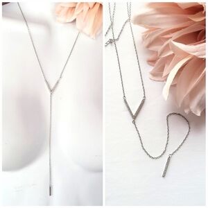 Adornia Swarovski Crystal Lariat Silver